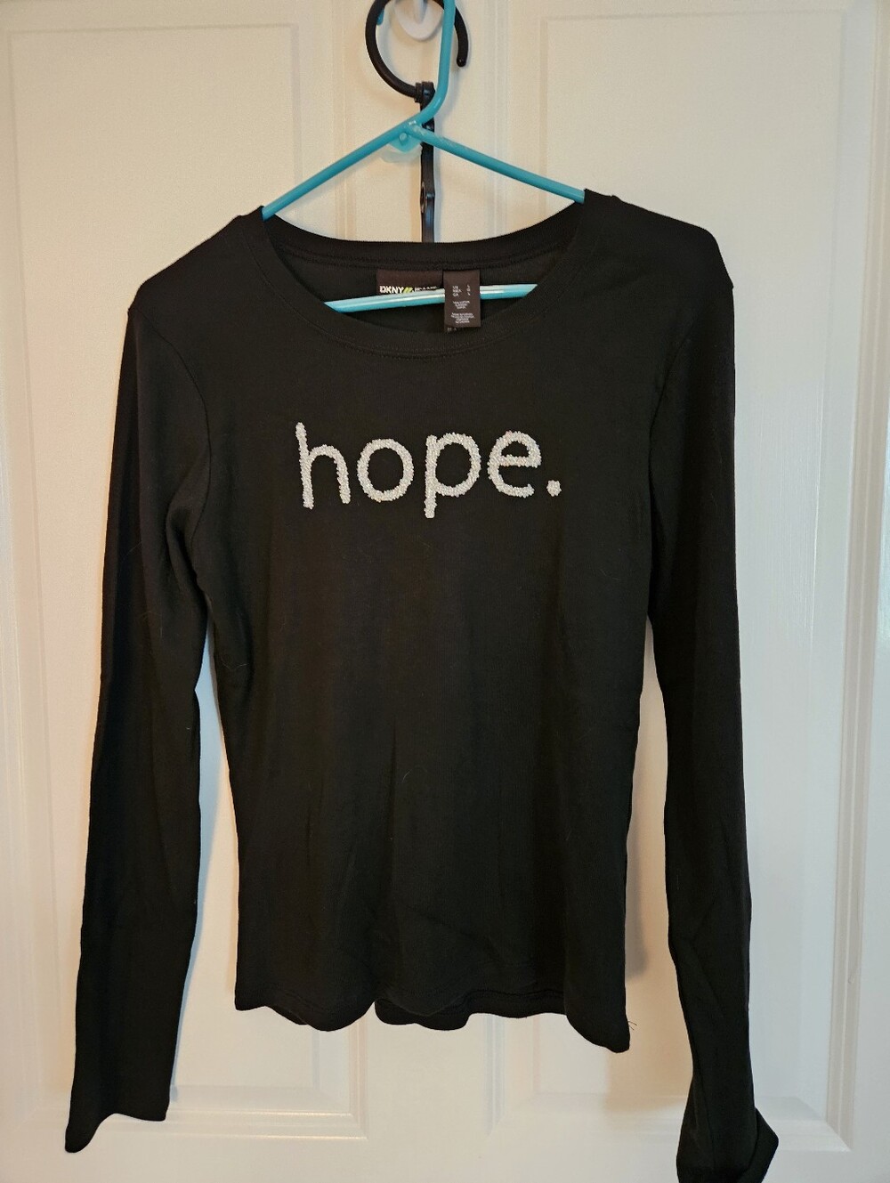 DKNY Jeans Black 'Hope.' Long Sleeve Tee, Large, NWT